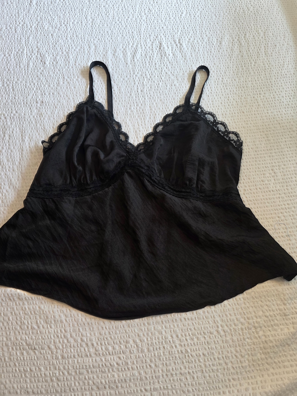 wild fable Black Lace-Edge Satin Cami Xl